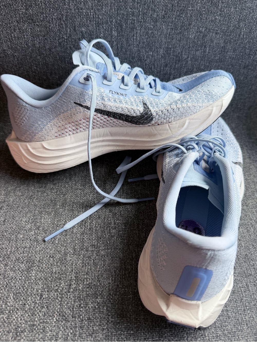 Nike Women's Light Blue Flyknit Running Sneakers